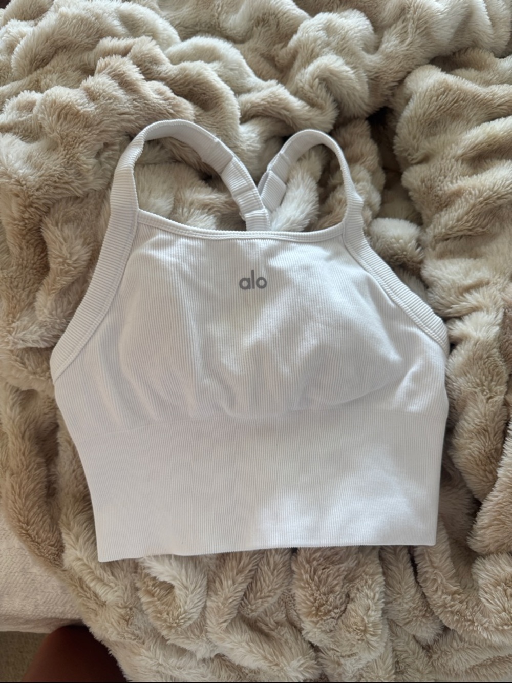 ALO Yoga White Ribbed tank top